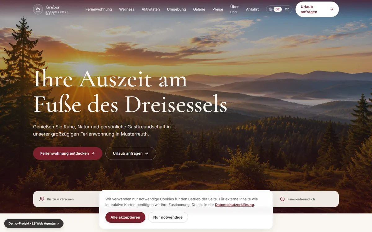 Projektvorschau: Kompletter Ferienhaus-Relaunch mit Buchungsanfrage